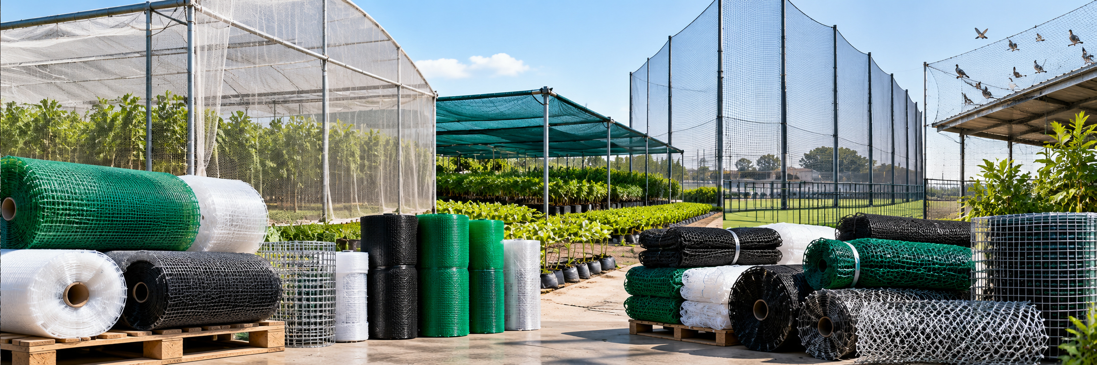 Rolls of shade and safety netting