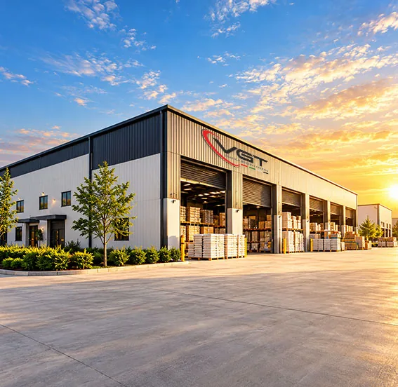 Warehouse stocked with packed goods ready for export