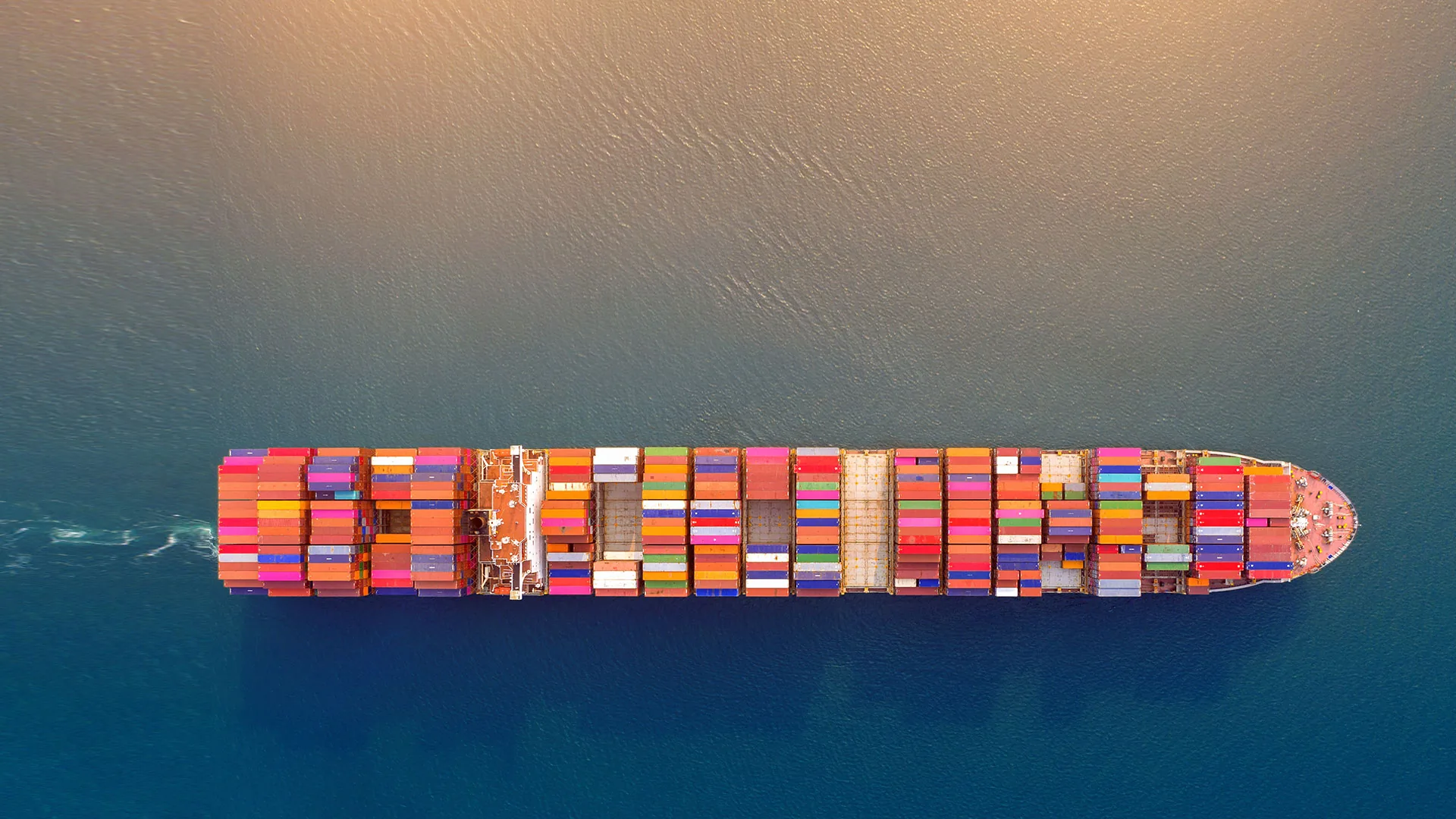 Container ship sailing at sea