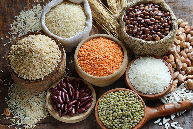 Sacks of pulses and grains