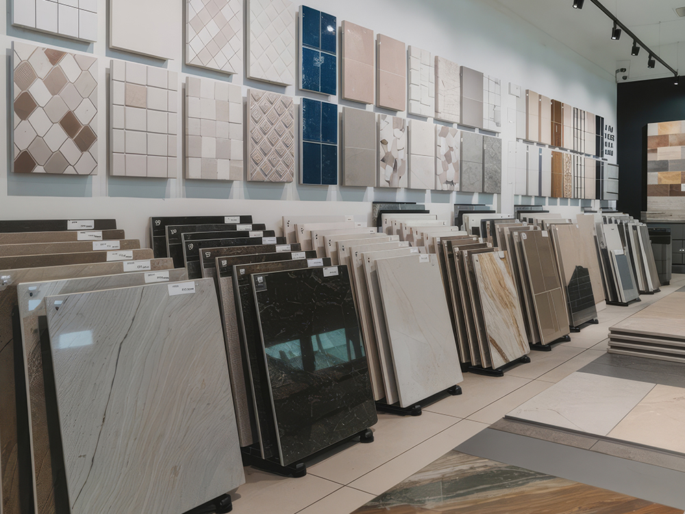 Polished porcelain floor tiles