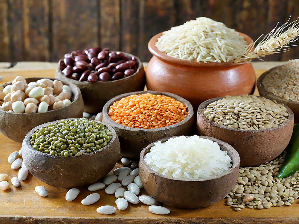 Sacks of rice and pulses