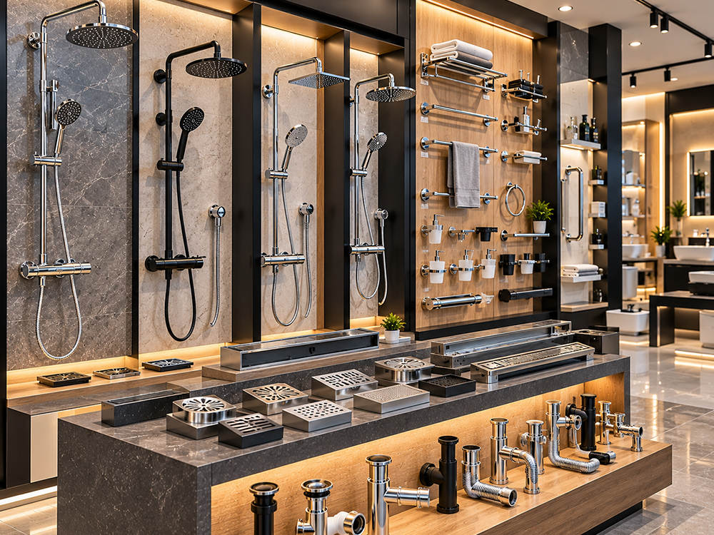 Bathroom with shower and fitted accessories