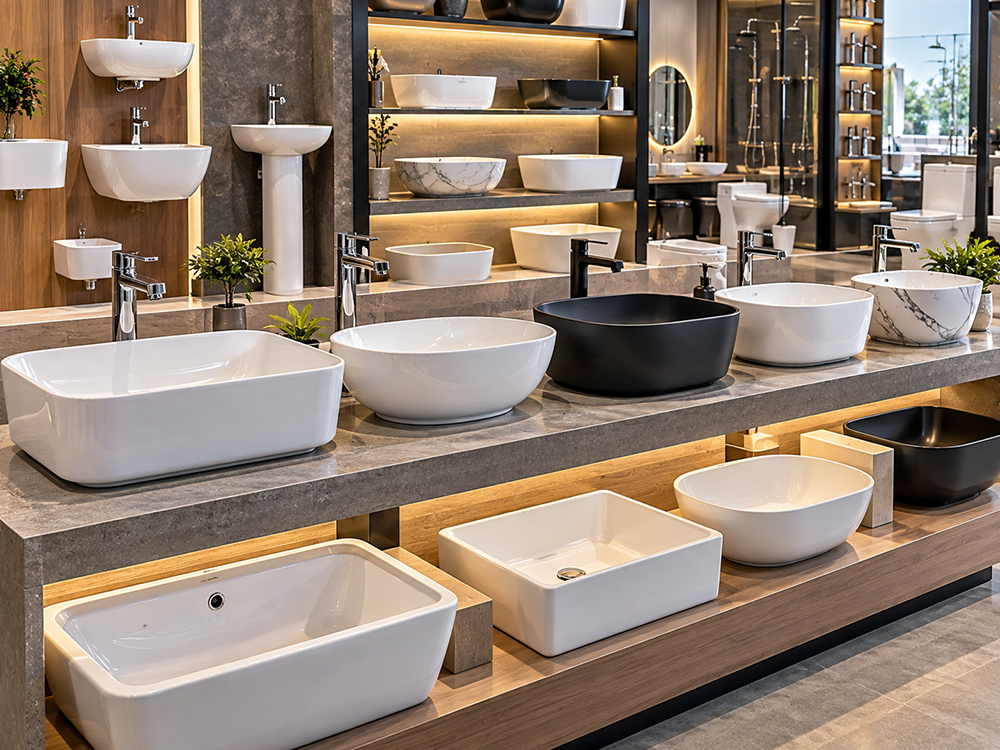 White vitreous china wash basin